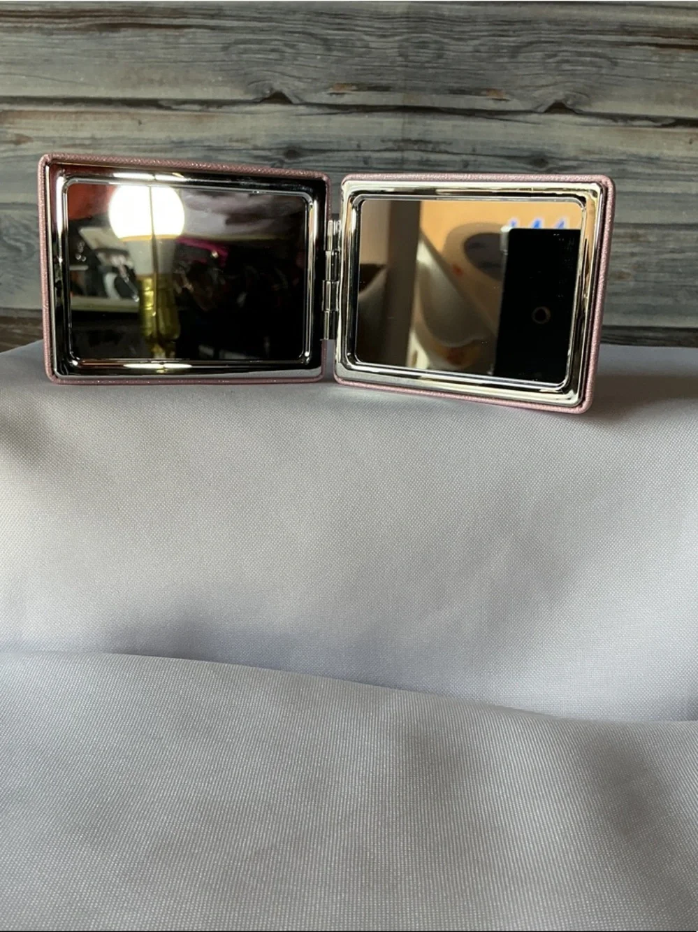 Pink Compact Mirror Travel Makeup Double Mirror Portable Purse Size